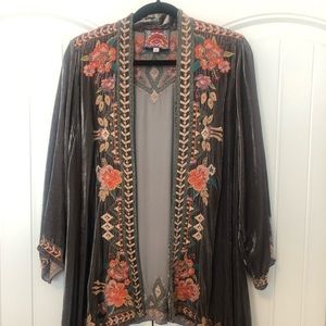 Johnny Was Maeve Velvet Draped Cardigan